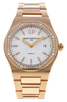 Watchfinder & Co. Girard Perregaux Preowned Laureato Diamond Bracelet Watch, 34mm in Rose Gold Set With Diamonds at Nordstrom