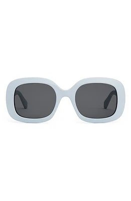 CELINE Triomphe 52mm Square Sunglasses in Shiny Light Blue /Smoke at Nordstrom