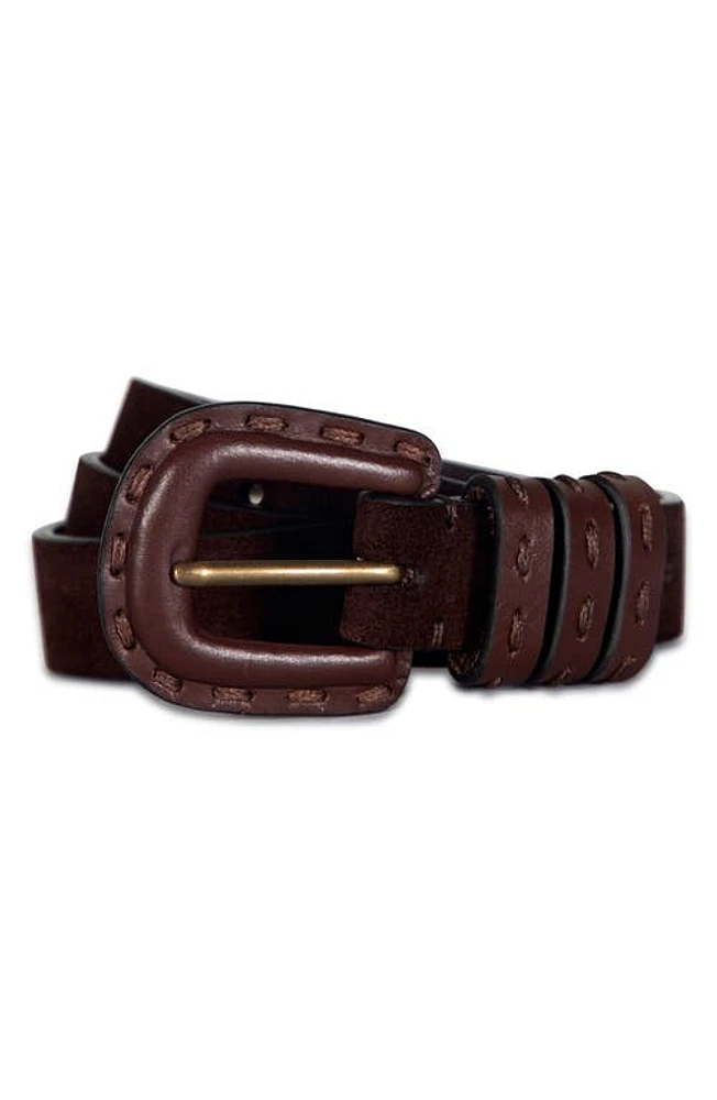 Frye Topstitched Leather Belt Brown at Nordstrom,