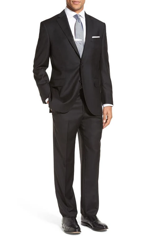 Peter Millar Flynn Classic Fit Solid Wool Suit Black at Nordstrom,