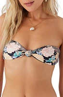 O'Neill Macaw Tropical Placencia Strapless Bikini Top Black Multi at Nordstrom,