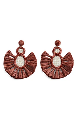 MANGO Raffia Drop Earrings in Russet at Nordstrom