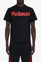 Alexander McQueen Graffiti Logo Graphic T-Shirt Black /Red at Nordstrom,