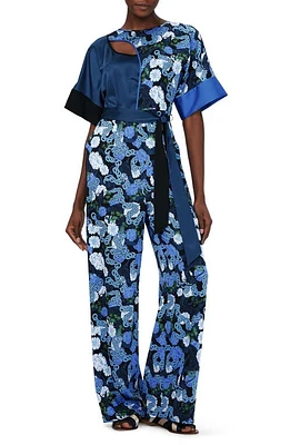 DVF Marie Rose Floral Belted Jumpsuit Dragon Dance at Nordstrom,