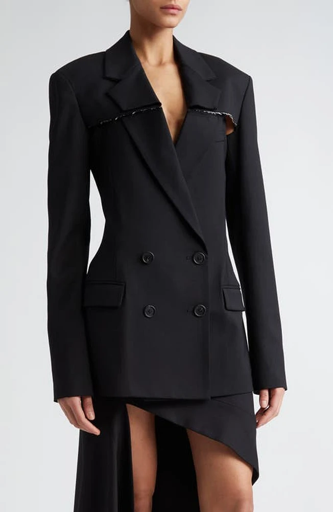 MONSE Slashed Two Piece Stretch Wool Blazer Black at Nordstrom,