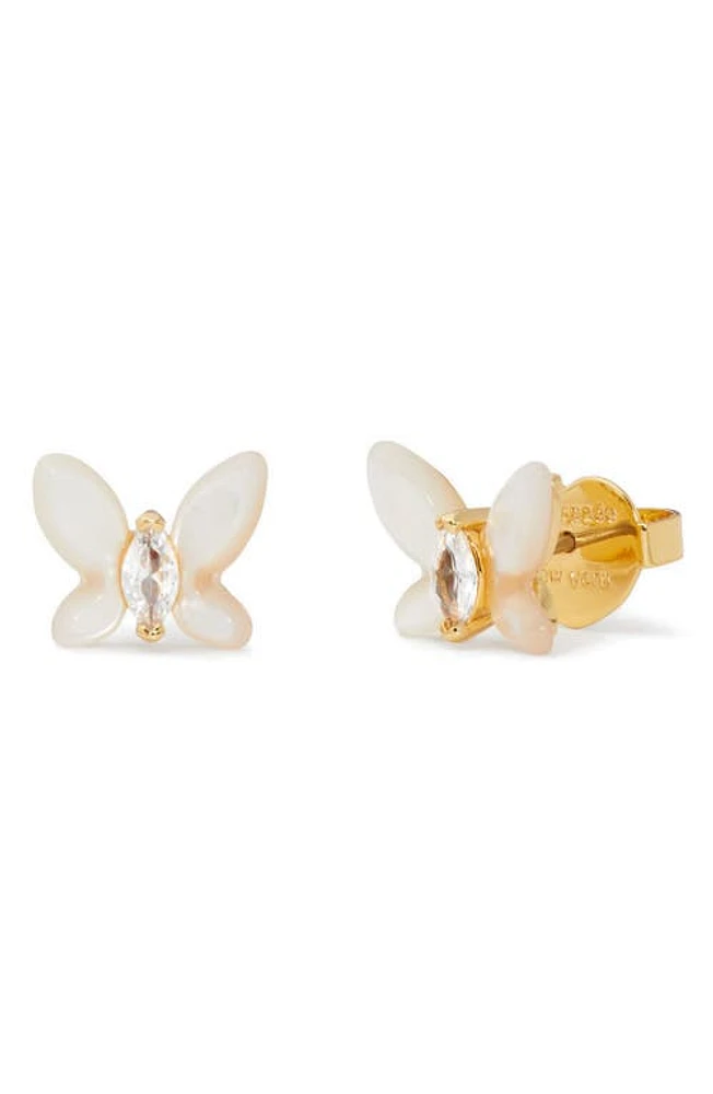 Kate Spade New York social butterfly mother-of-pearl mini stud earrings in White Multi at Nordstrom