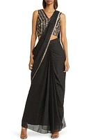 Sani Zian Drape Saree in Black at Nordstrom, Size Small