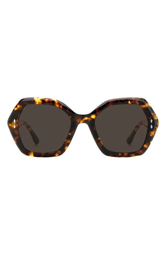 Isabel Marant 53mm Geometric Sunglasses in Havana Brown at Nordstrom