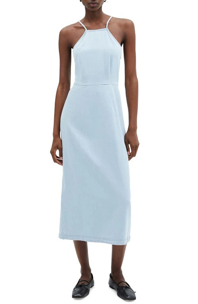 MANGO Denim Midi Dress Light Blue at Nordstrom,