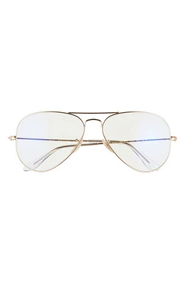 Ray-Ban 58mm Blue Light Blocking Metal Aviator Everglasses in Shiny Gold at Nordstrom