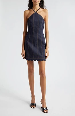 Cinq à Sept Hadley Halter Neck Denim Minidress Indigo at Nordstrom,