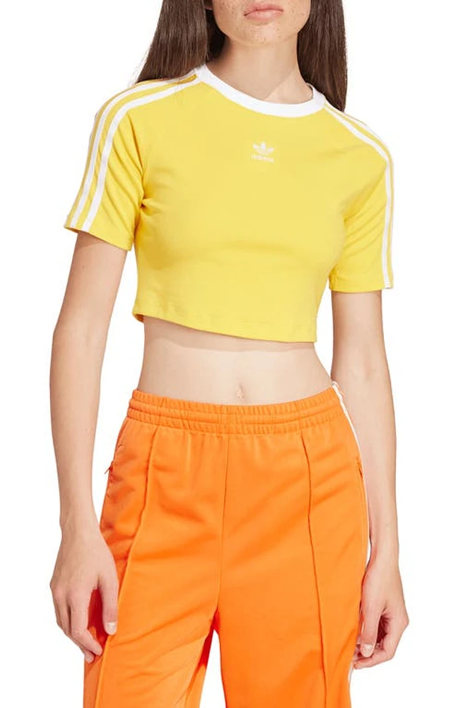 adidas Originals 3-Stripes Crop T-Shirt Bold Gold at Nordstrom,