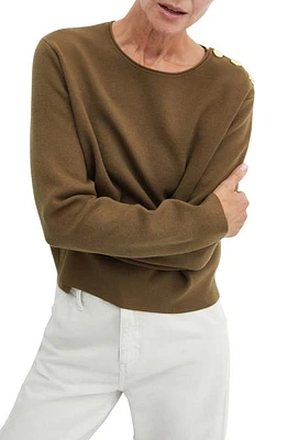 MANGO Shoulder Button Sweater n Khaki at Nordstrom,