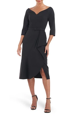 Kay Unger Izzy Belted Cocktail Dress Black at Nordstrom,