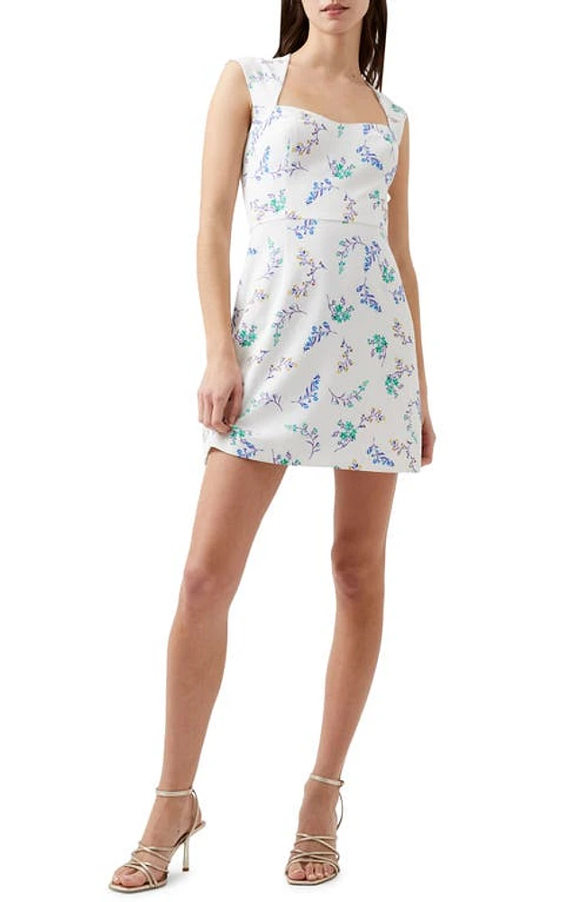 French Connection Floriana Whisper Floral Minidress Summer White-Blue at Nordstrom,