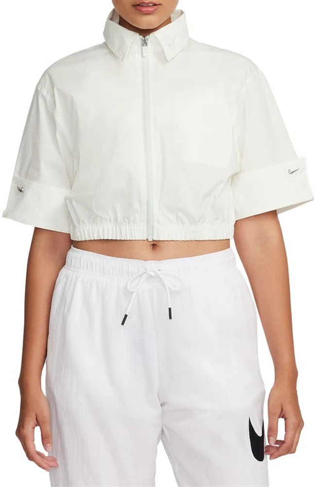 Nike Zip-Up Poplin Crop Top at Nordstrom,