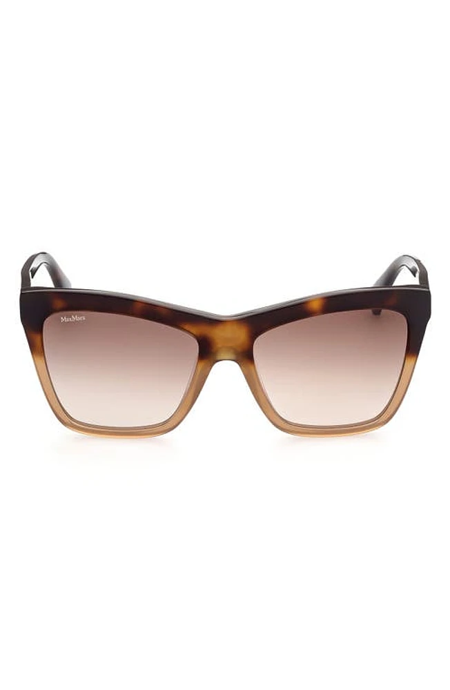 Max Mara 55mm Geometric Sunglasses in Havana/Other /Gradient Brown at Nordstrom