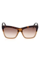 Max Mara 55mm Geometric Sunglasses in Havana/Other /Gradient Brown at Nordstrom