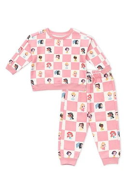 Monica + Andy Disney Princess Organic Cotton Sweatshirt & Jogger Set in Disney Princess Checkerboard at Nordstrom