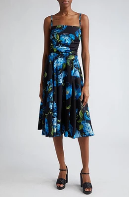 Dolce & Gabbana Bluebell Floral Print Charmeuse A-Line Dress Hn4Yhcampanule Fdo Nero at Nordstrom, Us