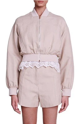 maje Balimi Linen & Cotton Bomber Jacket Sand Beige at Nordstrom,