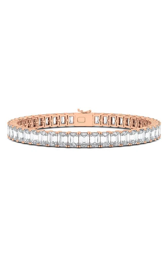 HauteCarat Emerald Cut Lab Created Diamond Tennis Bracelet in 14K Rose Gold at Nordstrom