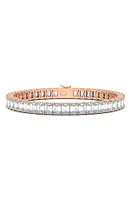 HauteCarat Emerald Cut Lab Created Diamond Tennis Bracelet in 14K Rose Gold at Nordstrom