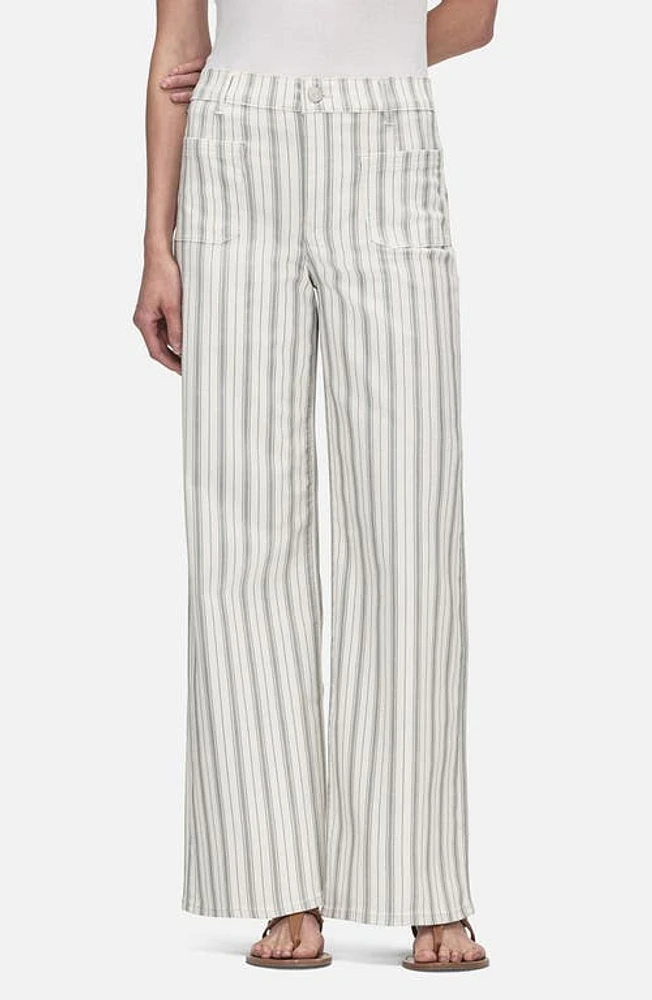 FRAME Le Slim Stripe Palazzo High Waist Wide Leg Jeans Sage Multi at Nordstrom,