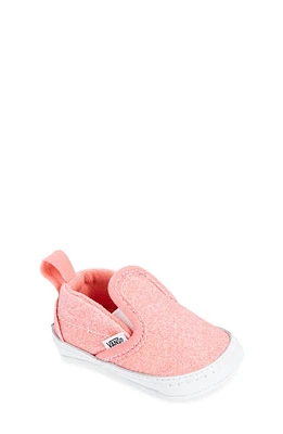 Vans Slip-On V Crib Shoe Glitter Pink at Nordstrom, M