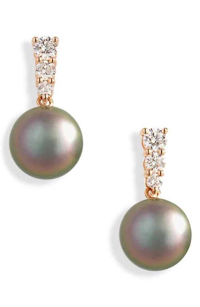 Mikimoto Morning Dew Cultured Pearl & Diamond Drop Earrings in Rose Gold at Nordstrom