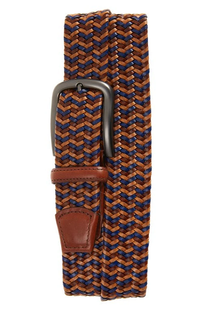 Torino Braided Leather Belt Tan/Blue/Saddle at Nordstrom,