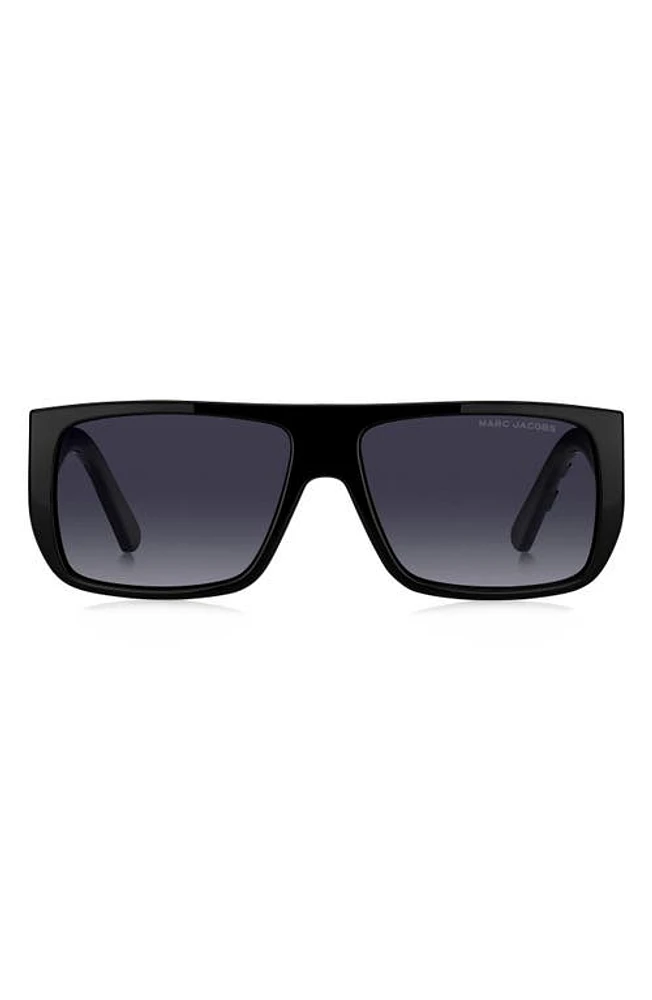 Marc Jacobs 57mm Flat Top Sunglasses in Black White/Grey Shaded at Nordstrom