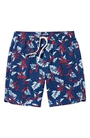 Fair Harbor Kids' Anchor Floral Water Repellent Swim Trunks Navy Nautical Hawaiian at Nordstrom