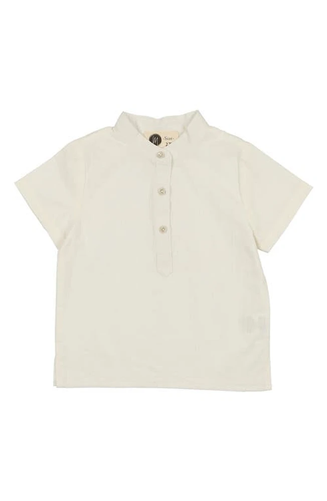 Manière Kids' Band Collar Cotton Henley White at Nordstrom,