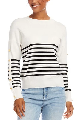 Karen Kane Button Detail Sweater Stripe at Nordstrom,