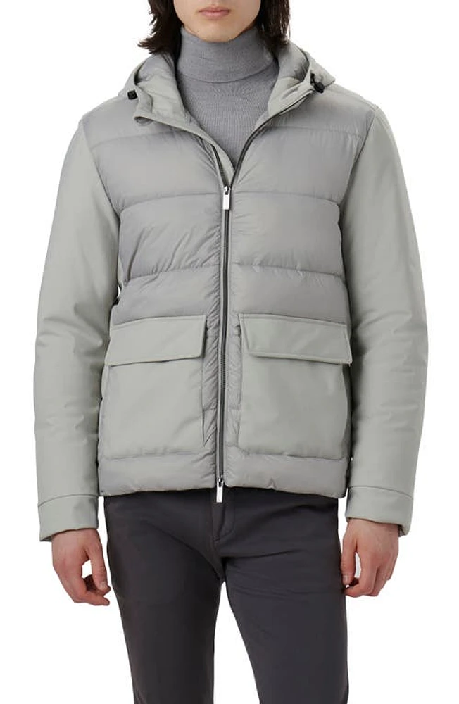 Bugatchi Water Resistant Hooded Puffer Jacket Cement at Nordstrom,