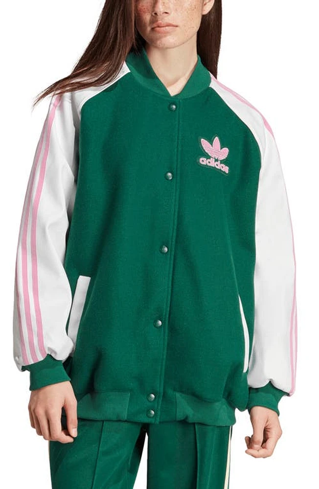 adidas Originals VRCT Jacket in White/Collegiate Green at Nordstrom, Size Small