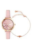 Ted Baker London Ammy Hearts Leather Strap Watch & Bracelet Set