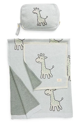 Pink Lemonade Petite Giraffe Organic Cotton Baby Blanket & Travel Pouch Set in Sky Blue at Nordstrom