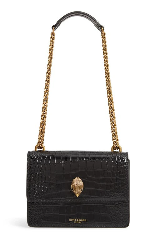 Kurt Geiger London Shoreditch Crocodile Embossed Leather Crossbody Bag in Black at Nordstrom