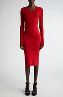 Rick Owens Lido Long Sleeve Open Back Knit Dress Cardinal Red at Nordstrom,