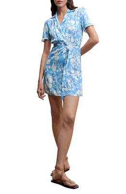 MANGO Floral Woven Shirtdress Navy at Nordstrom,