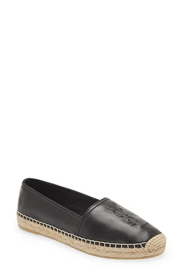 Saint Laurent Logo Espadrille Flat Nero at Nordstrom,