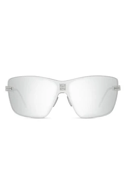 Givenchy 4Gem Rectangular Sunglasses in Shiny Palladium /Smoke Mirror at Nordstrom