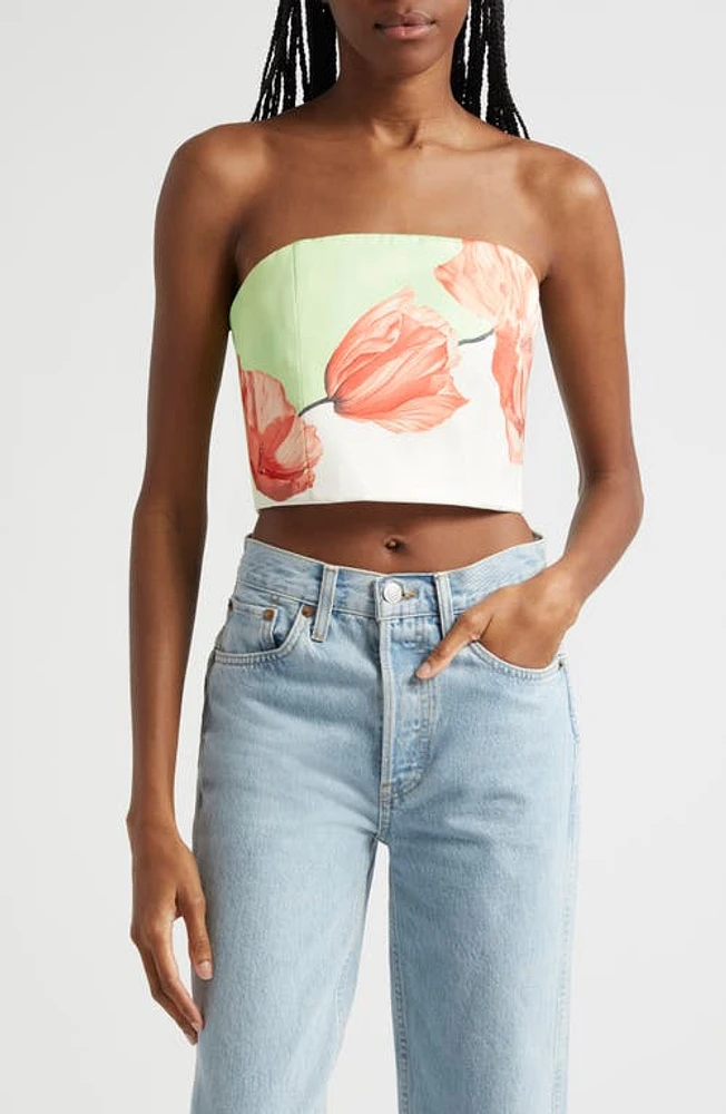 Alice + Olivia Ceresi Strapless Crop Top Dream Life Sharp Green at Nordstrom,