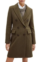 MANGO Double Breasted Longline Coat Khaki at Nordstrom,