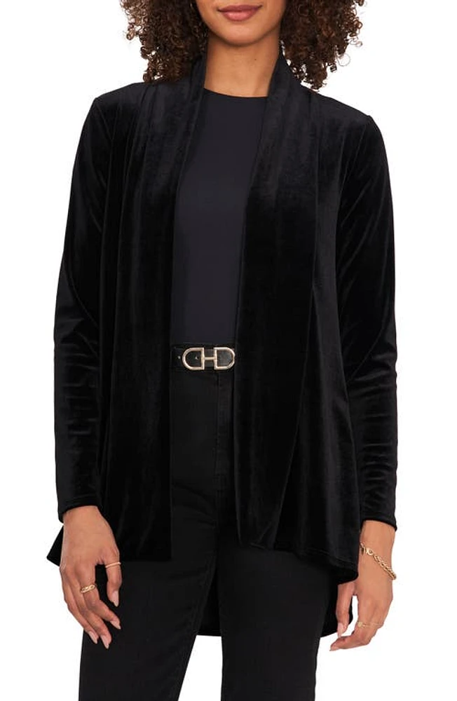 Vince Camuto Shawl Collar Stretch Velvet Cardigan in Rich Black at Nordstrom, Size Small