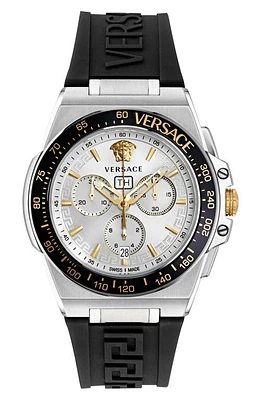 Versace Greca Extreme Silicone Strap Watch, 45mm in Stainless Steel at Nordstrom