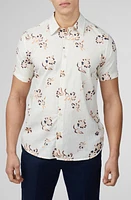 Ben Sherman Floral Short Sleeve Button-Up Shirt Ivory at Nordstrom,