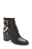 burberry Pryle Check Block Heel Bootie Black-Archive Beige at Nordstrom,